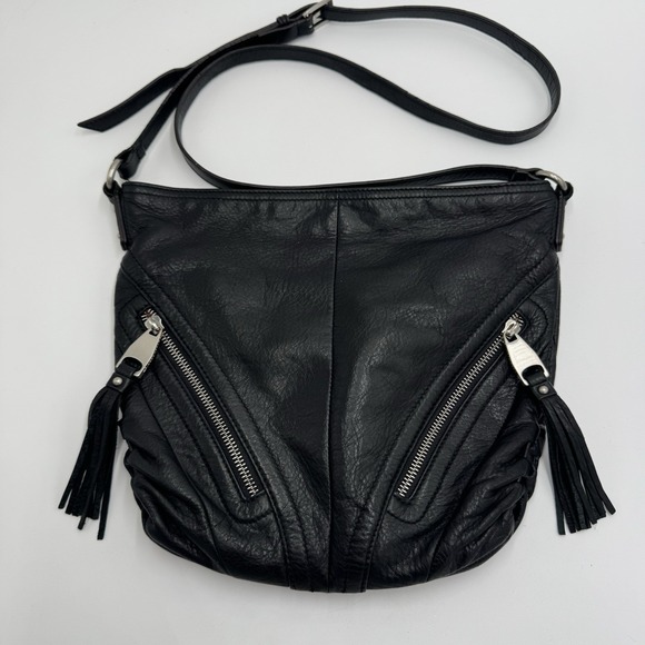 b. makowsky Handbags - B. Makowsky Black Leather Crossbody Shoulder Bag Tassel Zip Pockets